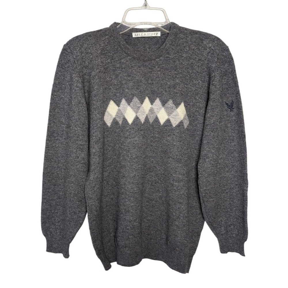 LYLE & SCOTT‎ long sleeve gray Argyle Women's Sweater size M